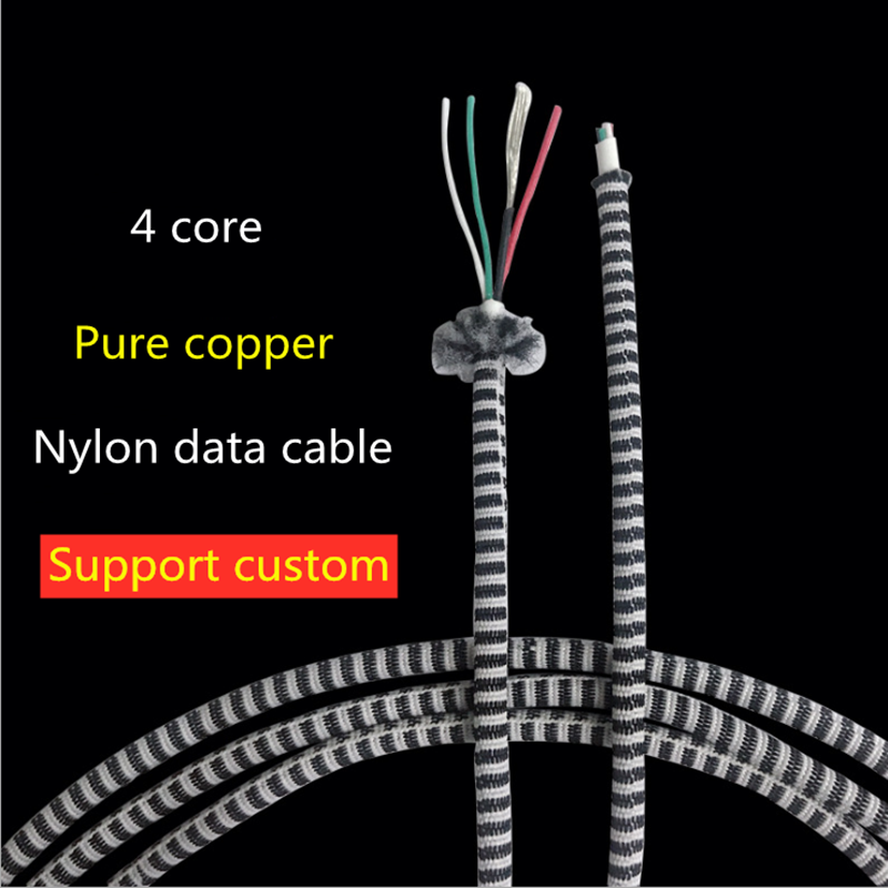 Datový kabel mobilního telefonu Kabel 4jádrový opletený drát z čistě měděného vodiče USBmicro nabíjecí kabel